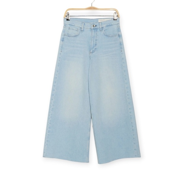 Rag & Bone Serena Wide Leg Crop Raw Hem Jeans Light Blue Wyncote 32 - Picture 3 of 7